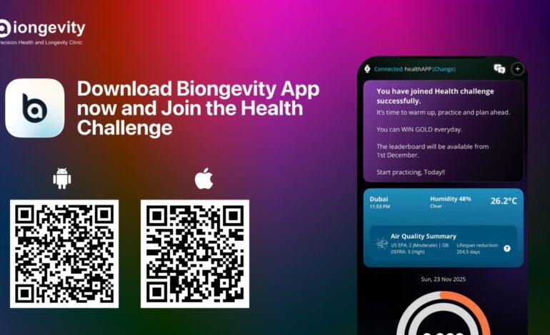 Biongevity Launches Global Longevity Fitness Challenge in the UAEGet ready for month of movement, AI-driven health, daily gold rewards